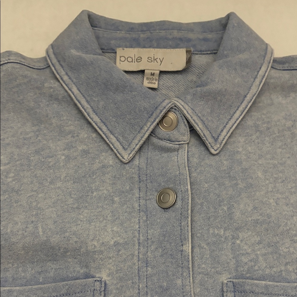 Pale Sky Blue Button Front Shirt Jacket Shacket Medium